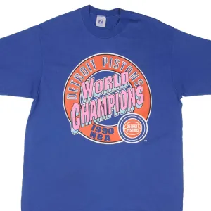 VINTAGE NBA DETROIT PISTONS WORLD CHAMPIONS 1990 TEE SHIRT SIZE LARGE MADE USA