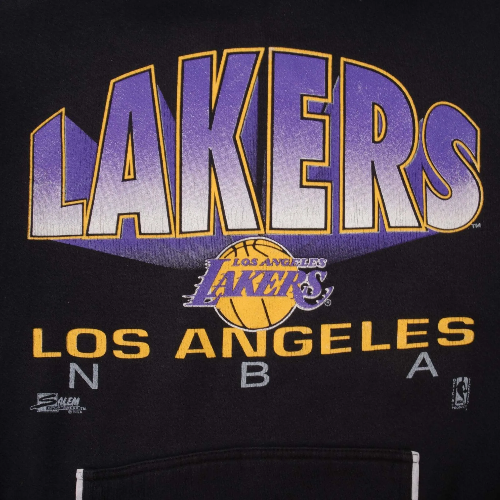 VINTAGE NBA LOS ANGELES LAKERS 1992 HOODIE SWEATSHIRT XL MADE IN USA