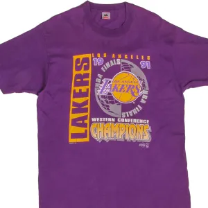 VINTAGE NBA LOS ANGELES LAKERS WESTERN CONF CHAMPIONS 1991 TEE SHIRT XL MADE USA