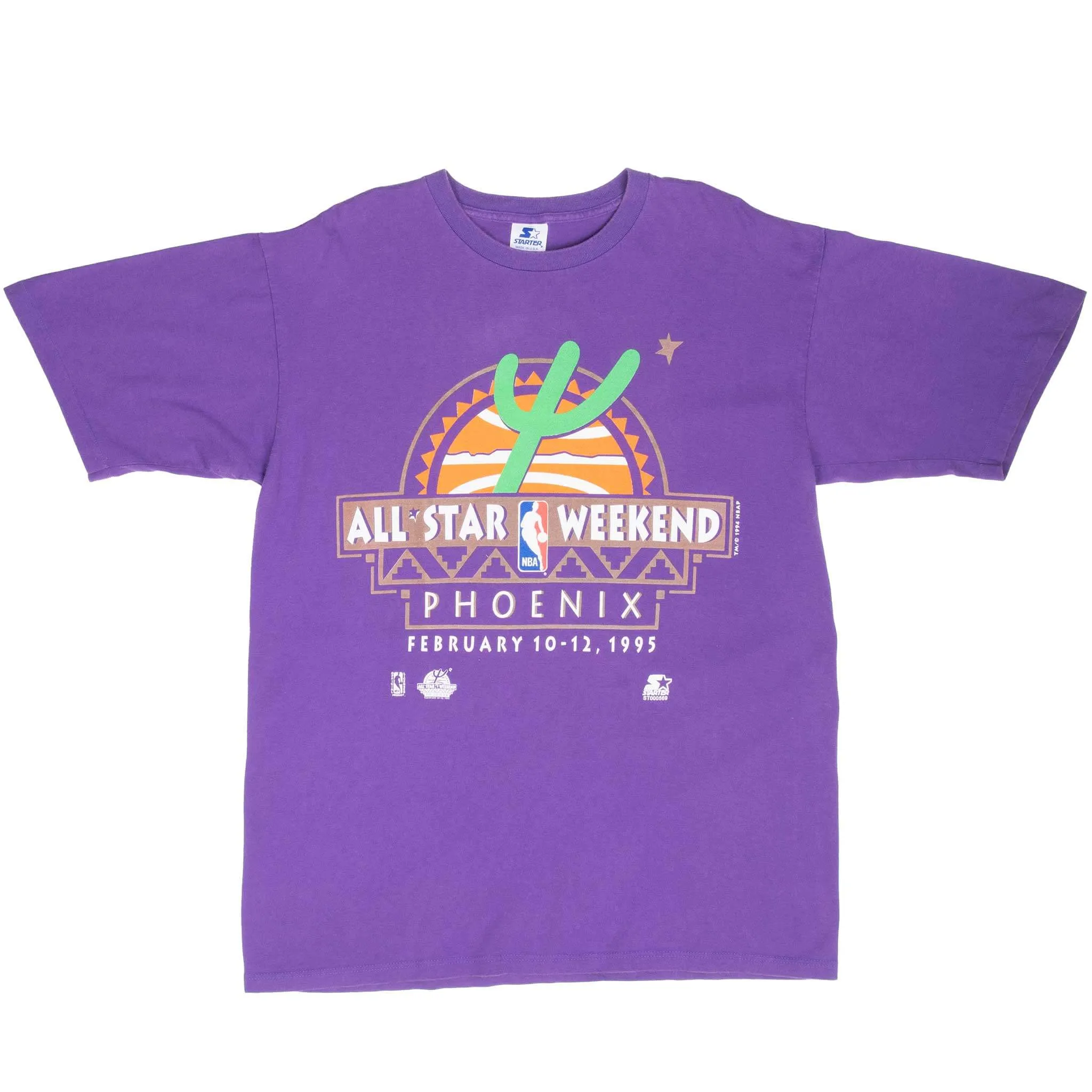 VINTAGE NBA PHOENIX SUNS ALL STAR WEEKEND 1995 PURPLE TEE SHIRT LARGE MADE USA