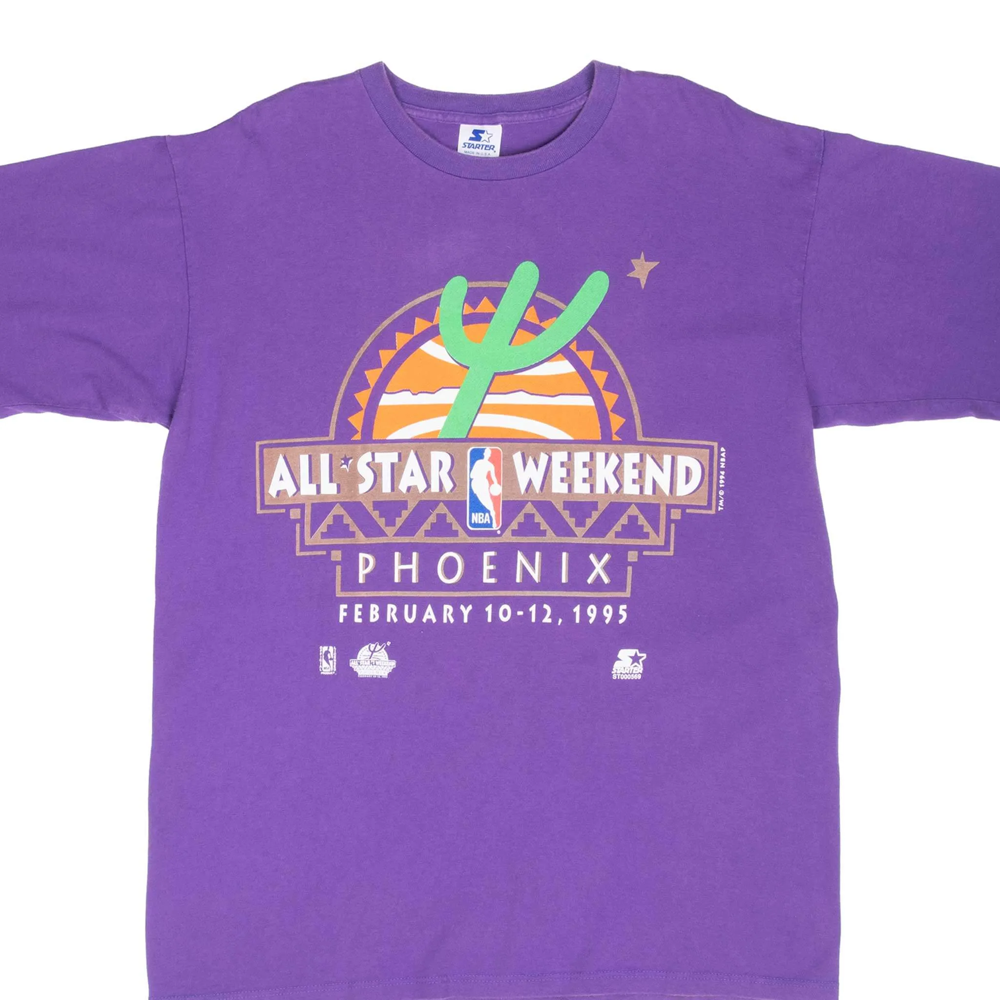 VINTAGE NBA PHOENIX SUNS ALL STAR WEEKEND 1995 PURPLE TEE SHIRT LARGE MADE USA