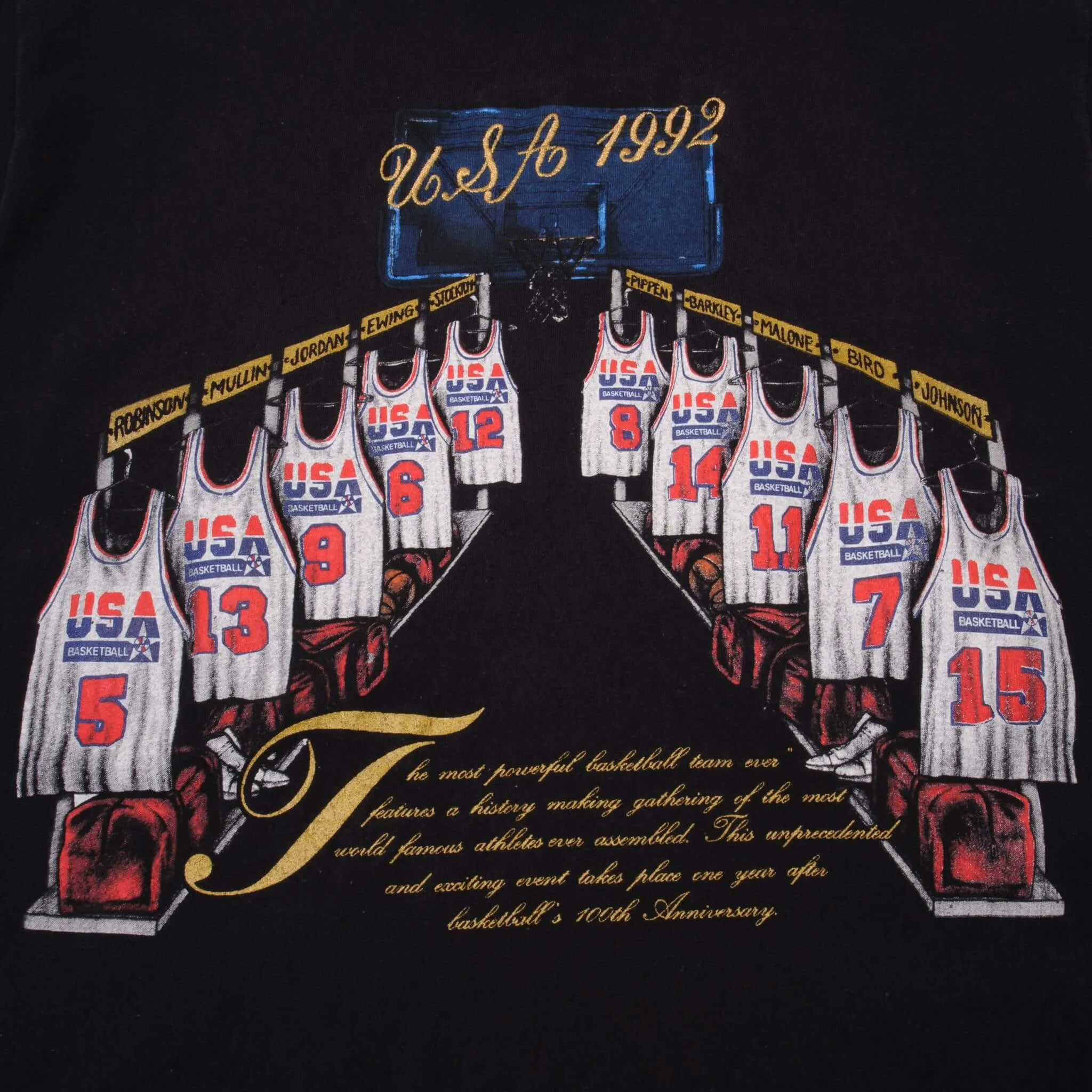 VINTAGE NBA USA DREAM TEAM TEE SHIRT 1992 LARGE MADE USA
