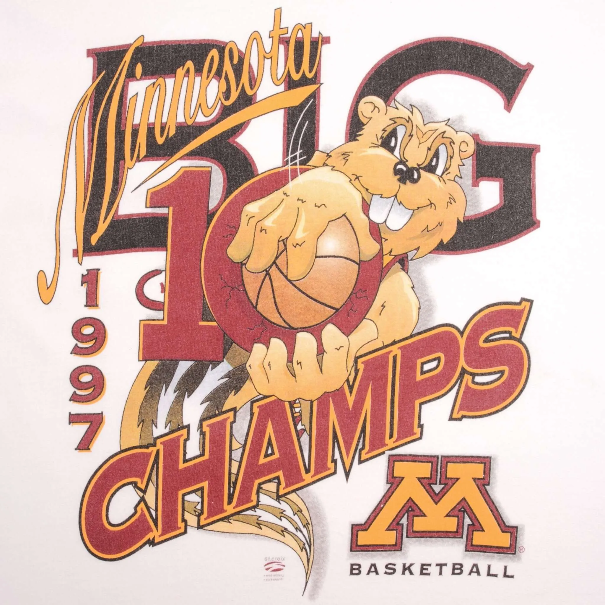 VINTAGE NCAA MINNESOTA GOLDEN GOPHERS BASKETBALL CHAMPS 1997 TEE SHIRT SIZE XL