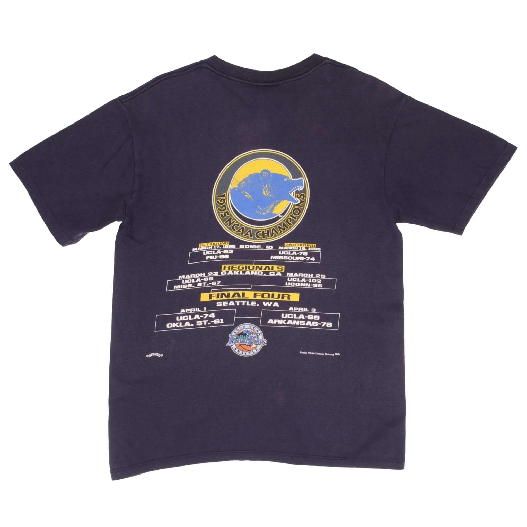 VINTAGE NCAA UCLA BRUINS BASKETBALL CHAMPIONS 1995 TEE SHIRT LARGE MADE IN USA