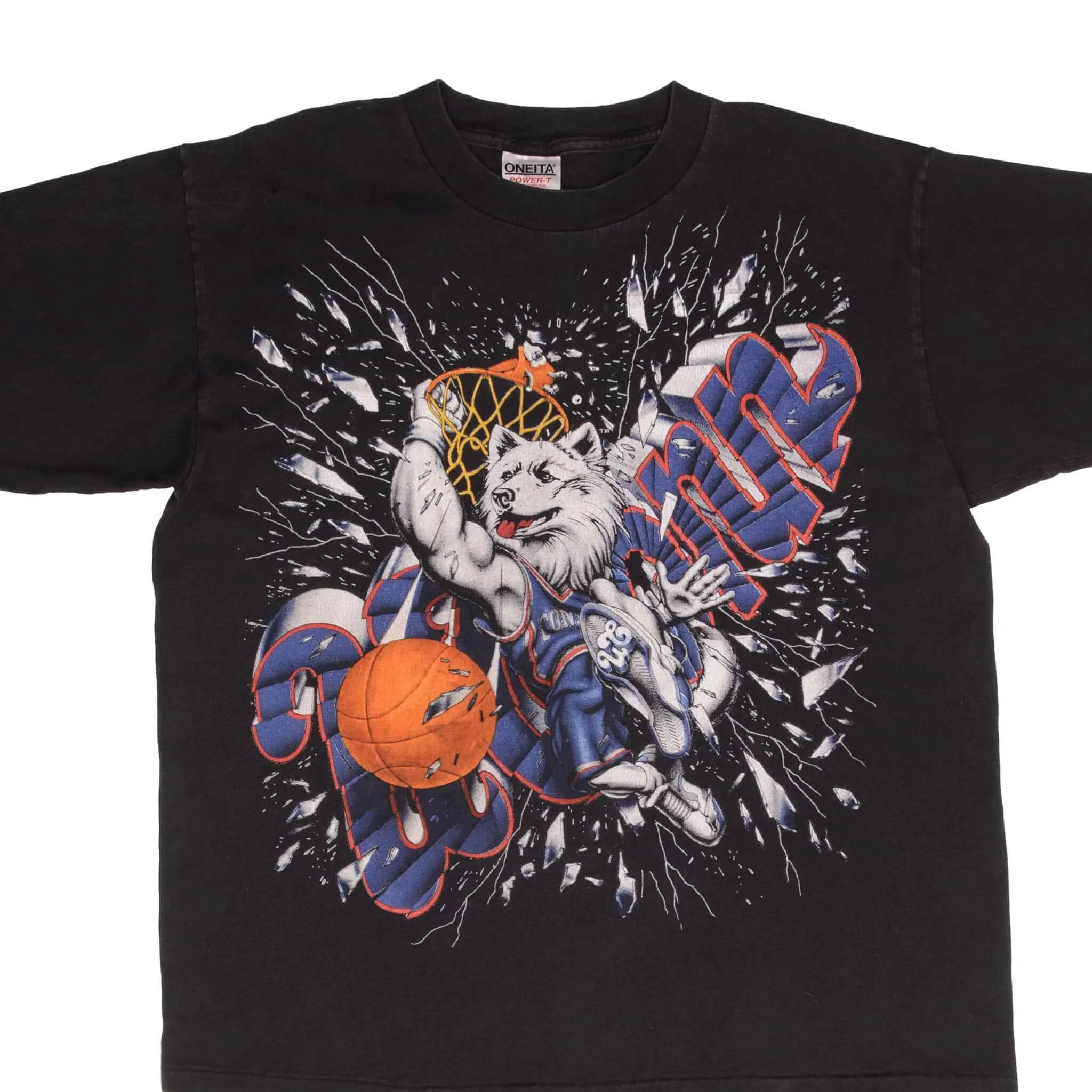 VINTAGE NCAA UCONN HUSKIES BASKETBALL 1990S TEE SHIRT SIZE LARGE MADE IN USA