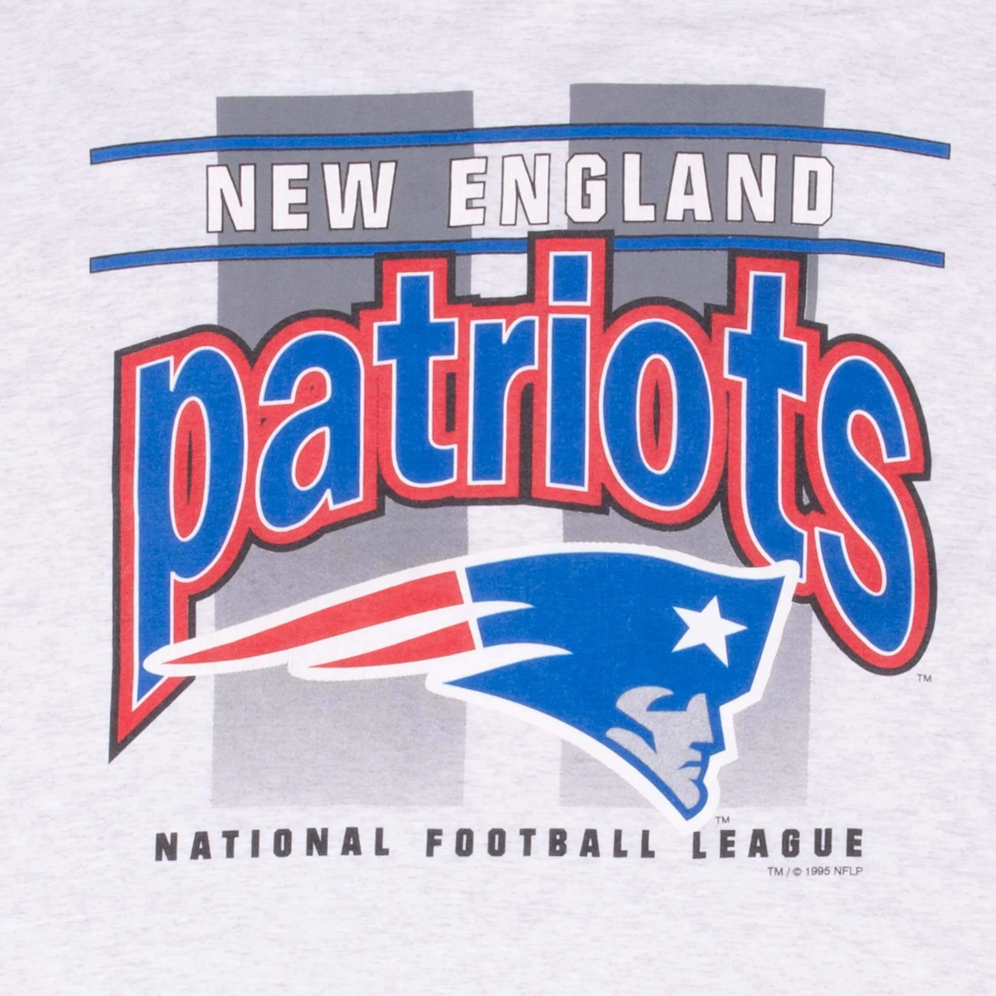 VINTAGE NFL NEW ENGLAND PATRIOTS 1995 GREY TEE SHIRT LARGE