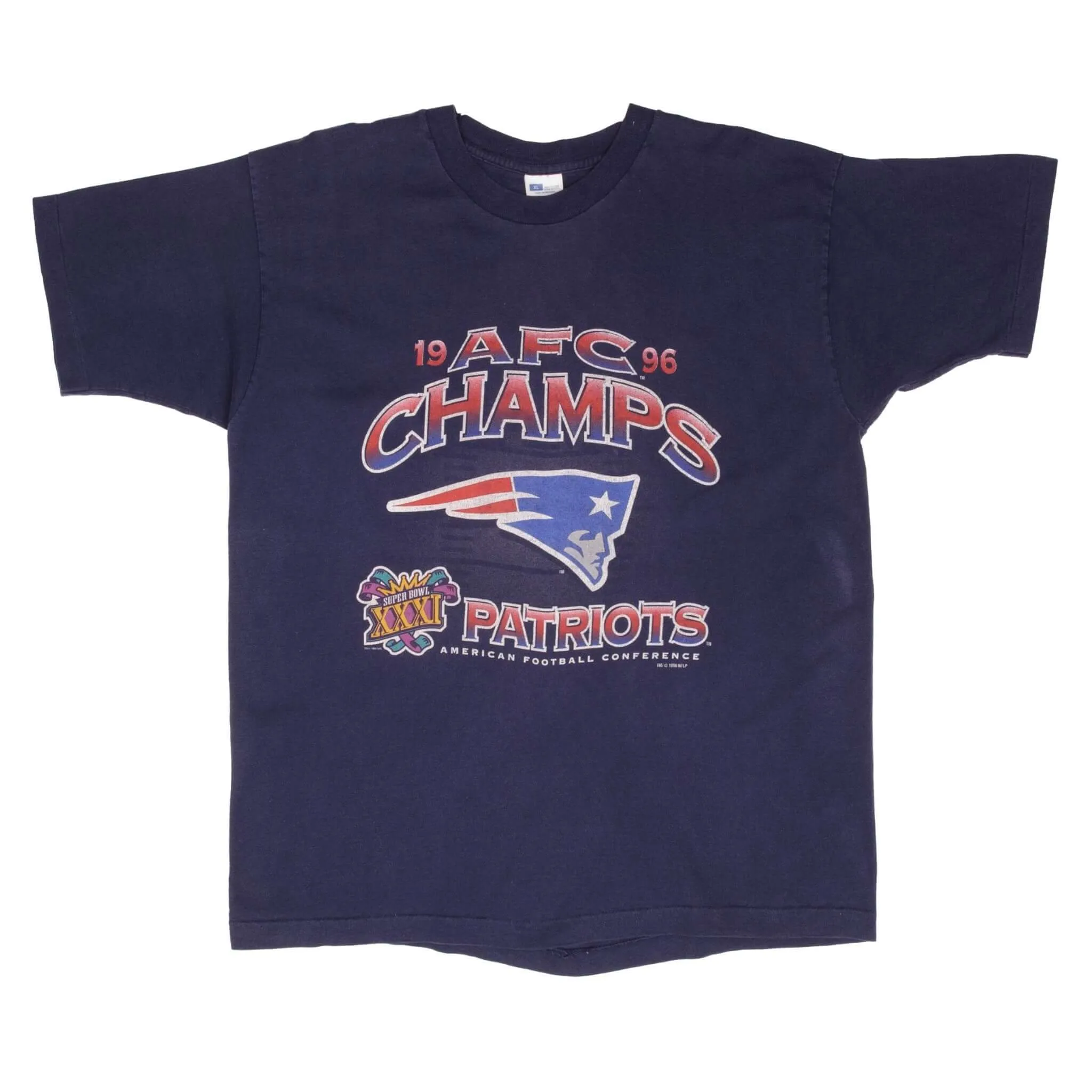 VINTAGE NFL NEW ENGLAND PATRIOTS AFC CHAMPIONS 1996 TEE SHIRT SZE XL MADE IN USA