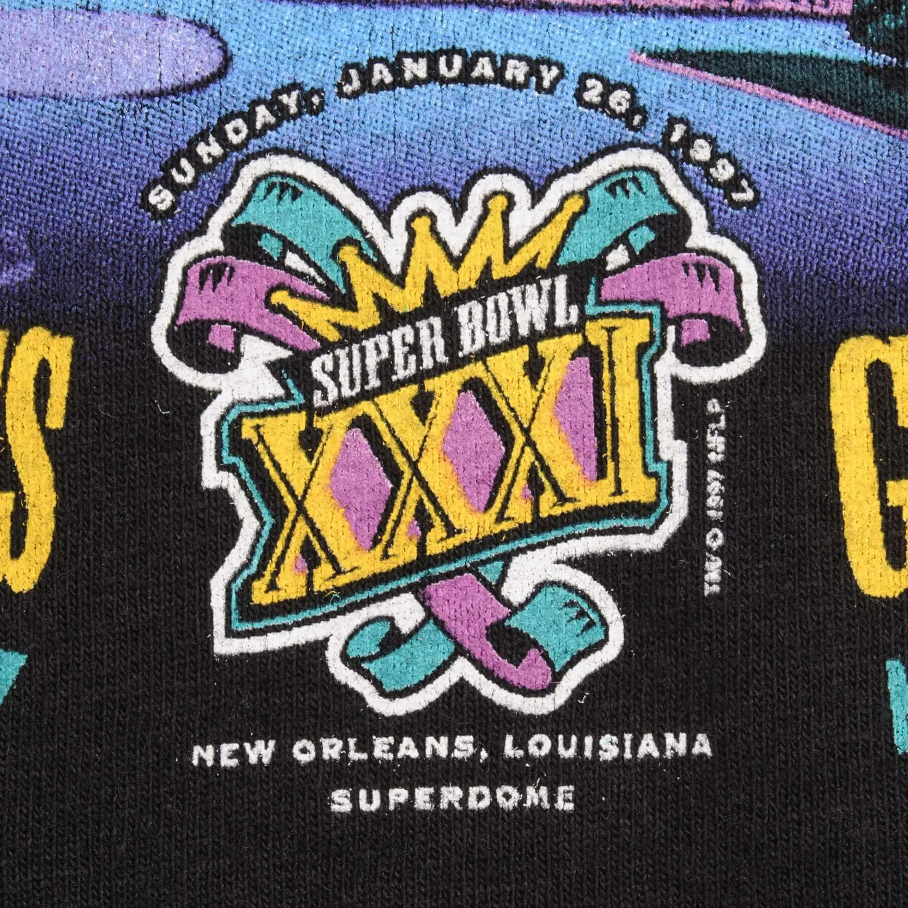 VINTAGE NFL PATRIOTS VS PACKERS SUPER BOWL XXXI 1997 TEE SHIRT XL MADE IN USA
