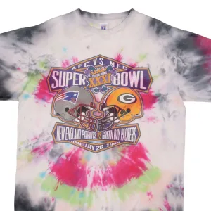 VINTAGE NFL PATRIOTS VS PACKERS SUPER BOWL XXXI 1997 TIE DYE TEE SHIRT SIZE XL