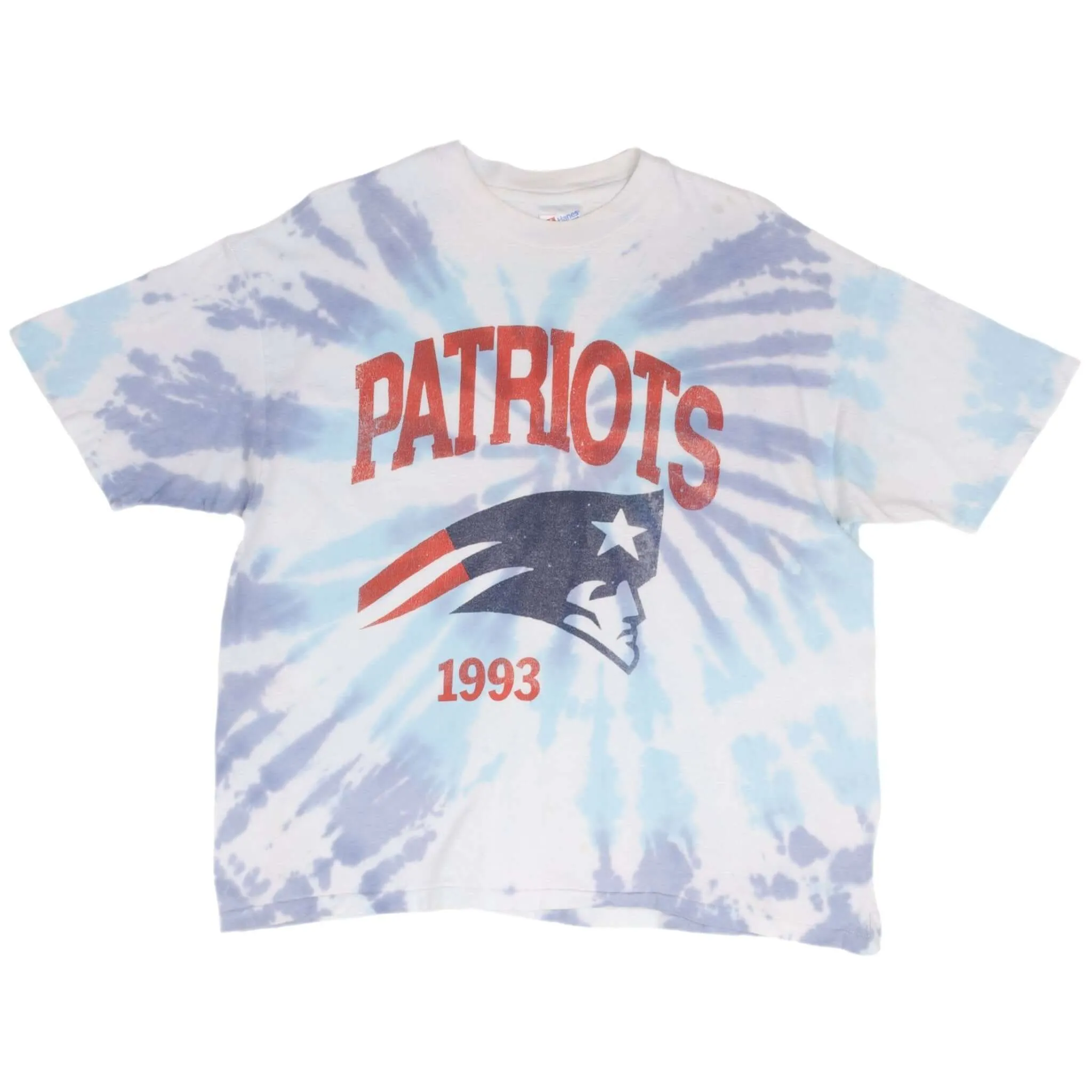 VINTAGE NFL TIE DYE NEW ENGLAND PATRIOTS TEE SHIRT 1993 SIZE XL MADE IN USA
