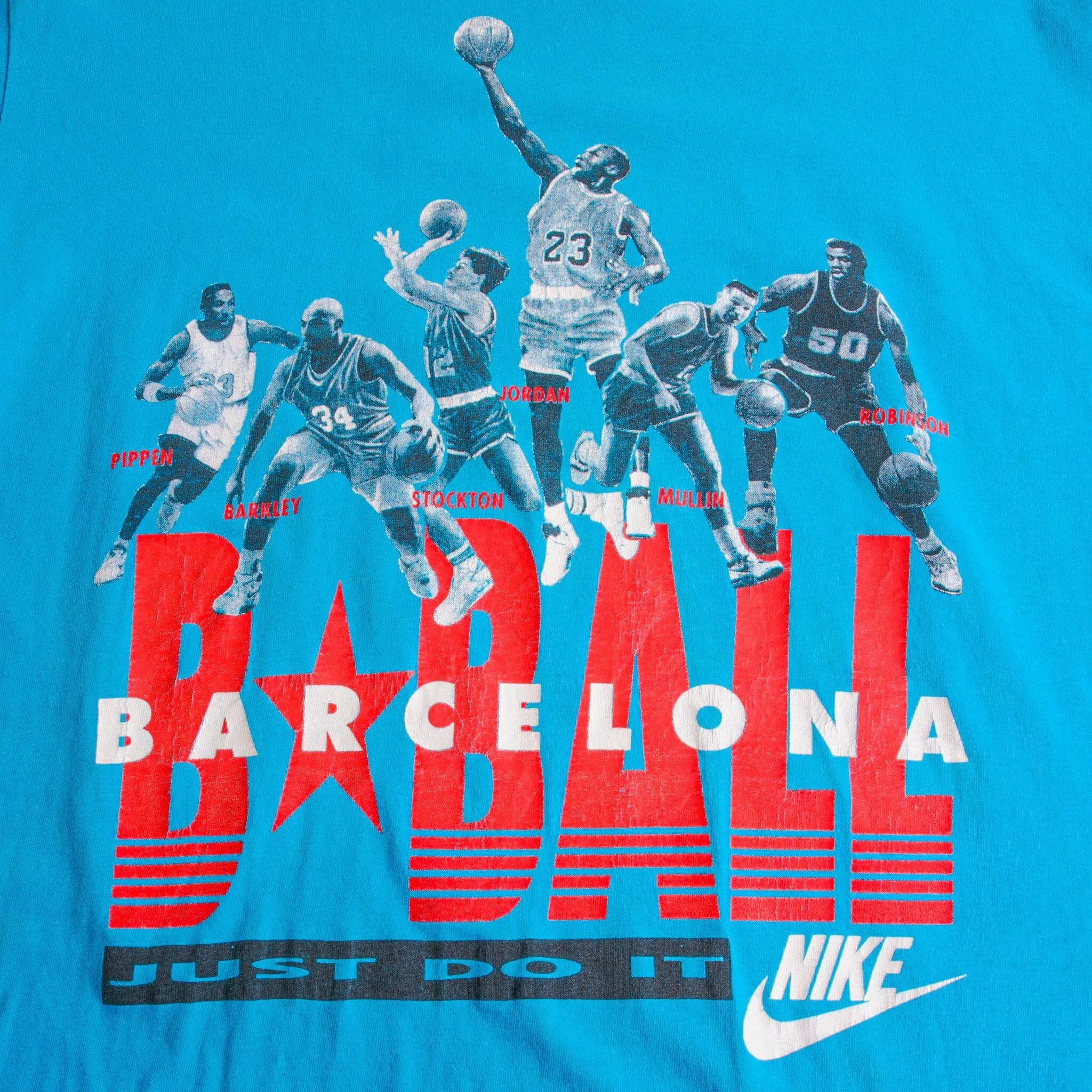 VINTAGE NIKE BASKETBALL DREAM TEAM BARCELONA TEE SHIRT 1987-1994 LARGE MADE USA
