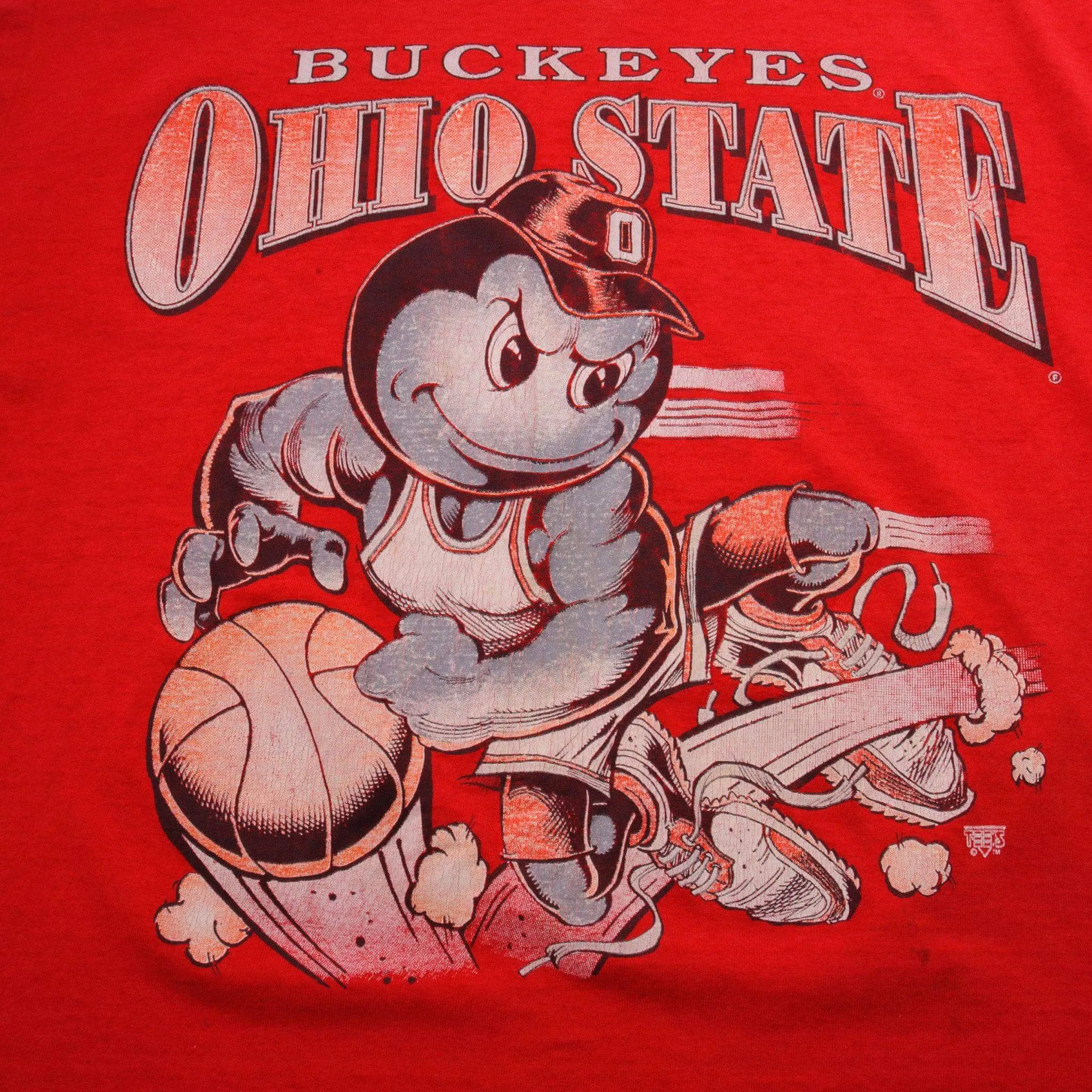 VINTAGE OHIO STATE BUCKEYES BASKETBALL TEE SHIRT 1990S SIZE LARGE MADE IN USA