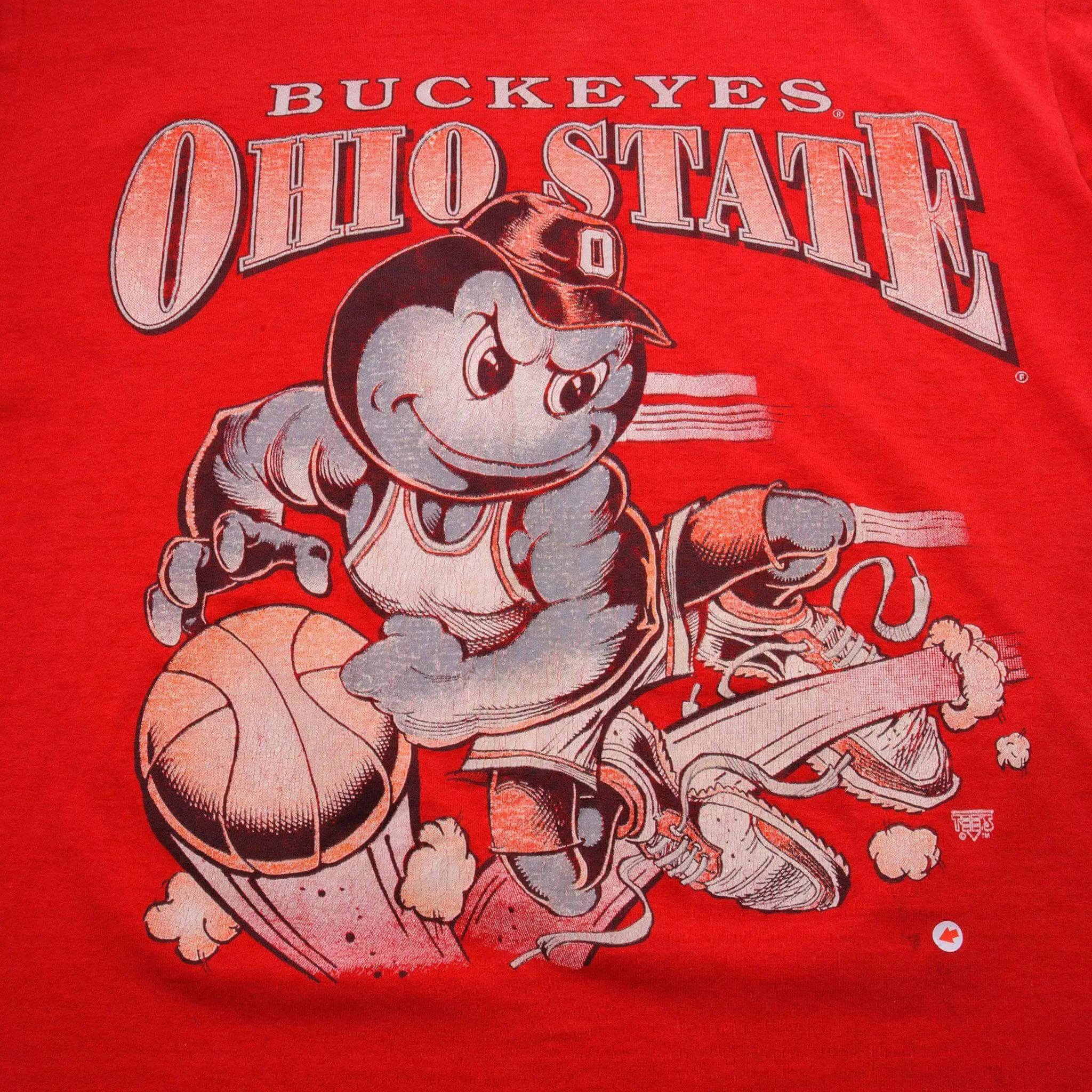 VINTAGE OHIO STATE BUCKEYES BASKETBALL TEE SHIRT 1990S SIZE LARGE MADE IN USA