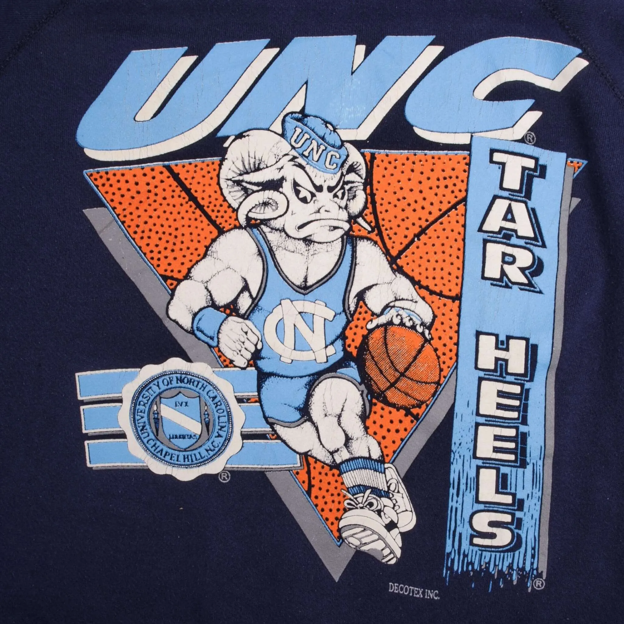 VINTAGE UNC TAR HEELS COLLEGE BASKETBALL SWEATSHIRT 1980S XL MADE IN USA