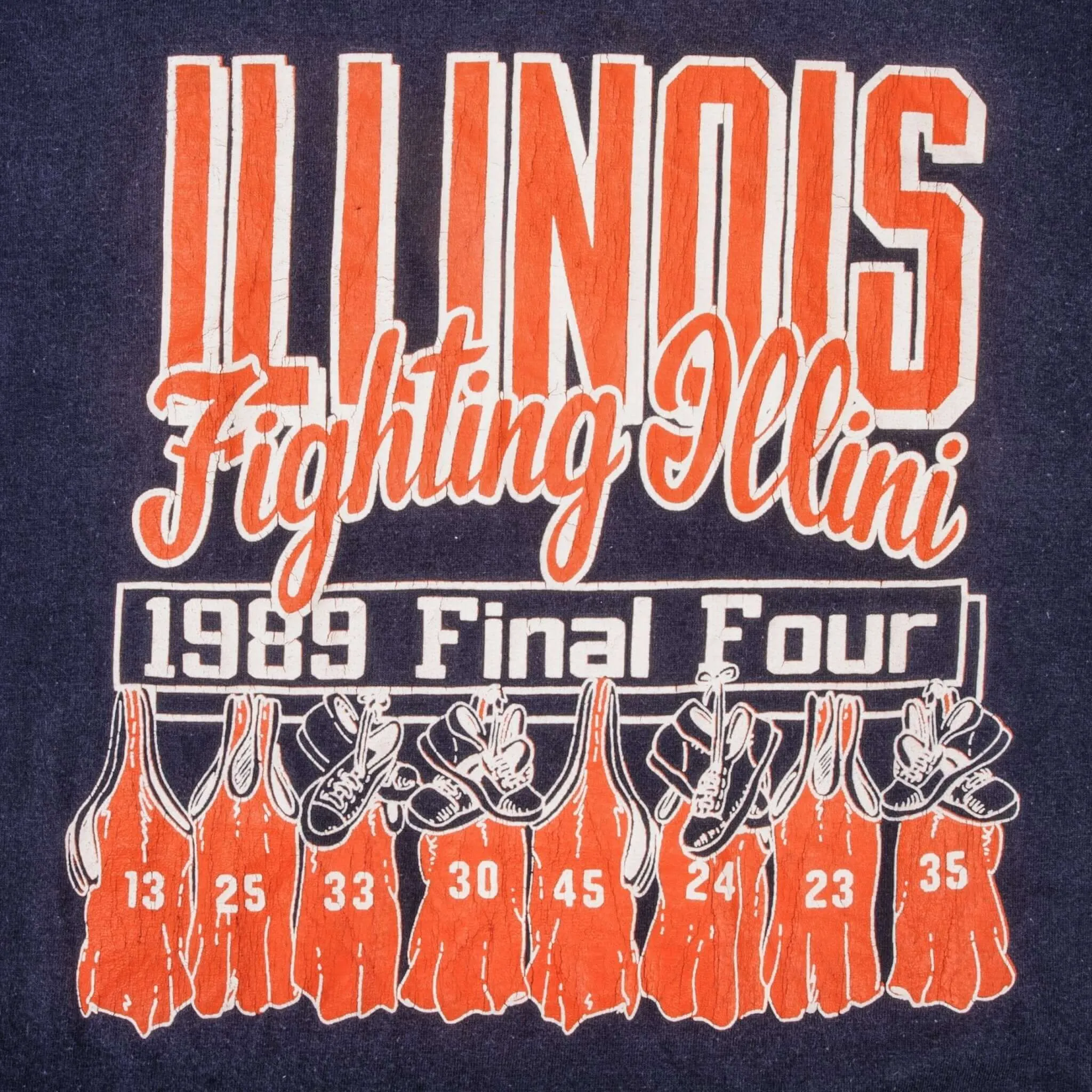VINTAGE UNIVERSITY FIGHTING ILLINI 1989 CHAMPION TEE SHIRT LARGE MADE USA
