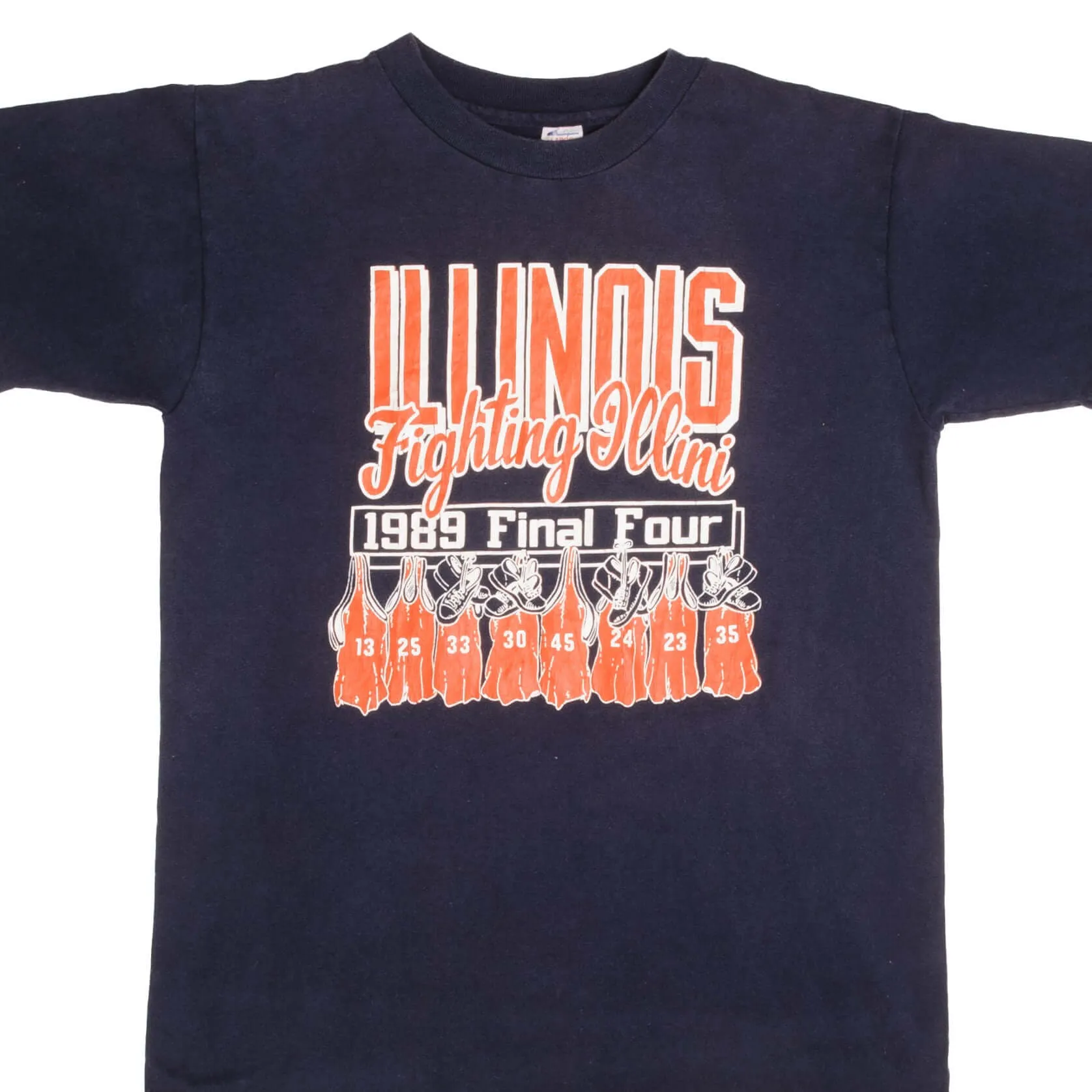 VINTAGE UNIVERSITY FIGHTING ILLINI 1989 CHAMPION TEE SHIRT LARGE MADE USA
