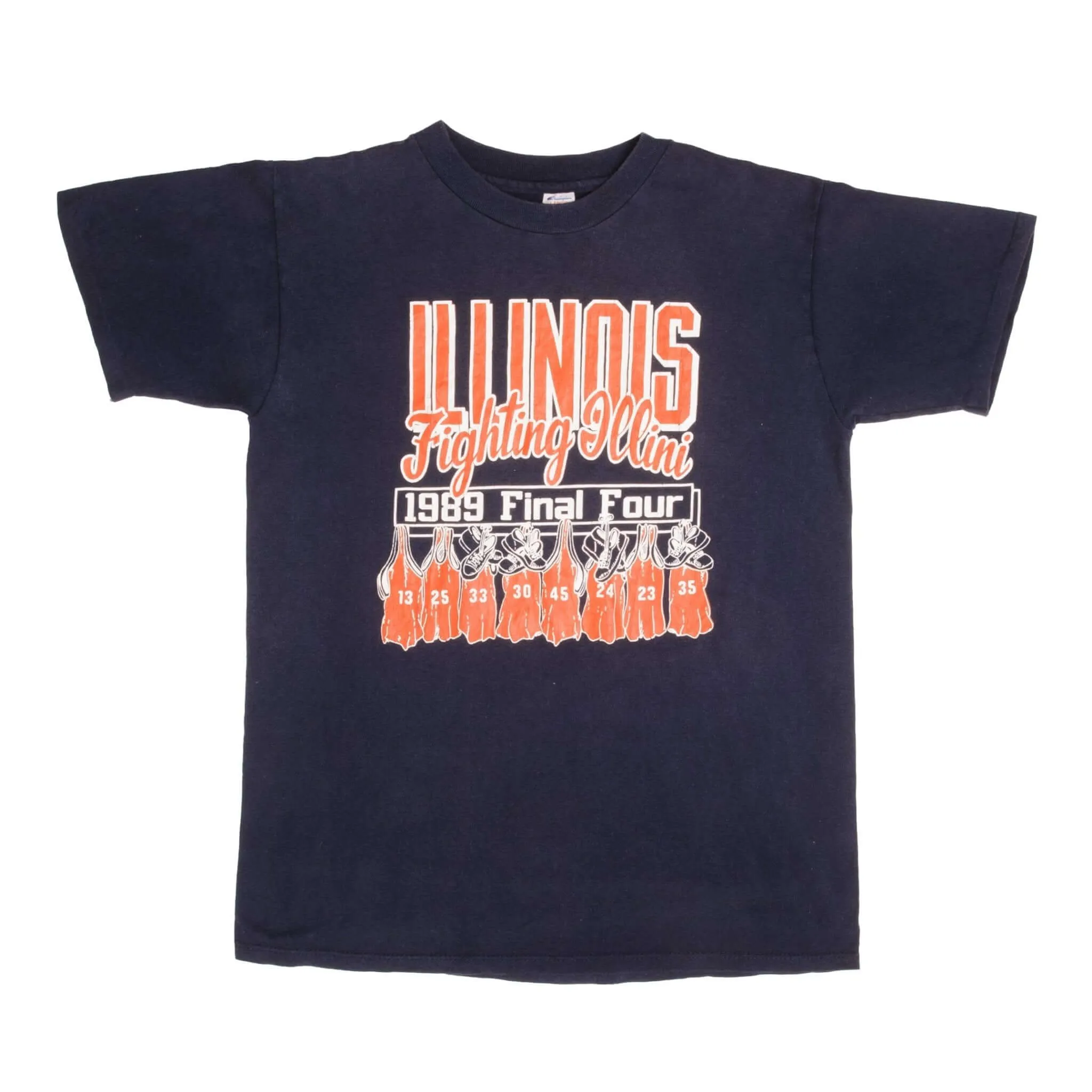 VINTAGE UNIVERSITY FIGHTING ILLINI 1989 CHAMPION TEE SHIRT LARGE MADE USA