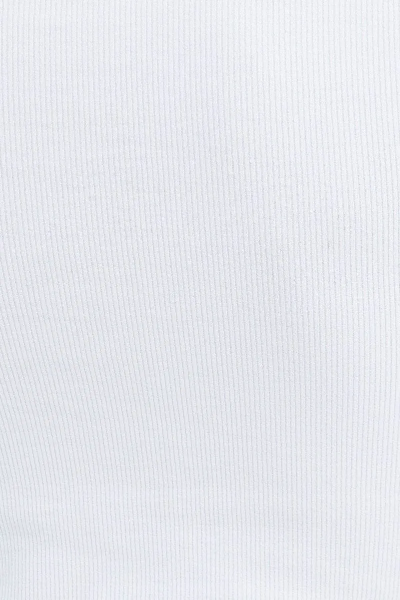 White Crop Top Contrast Collar And Sleeve Cuff