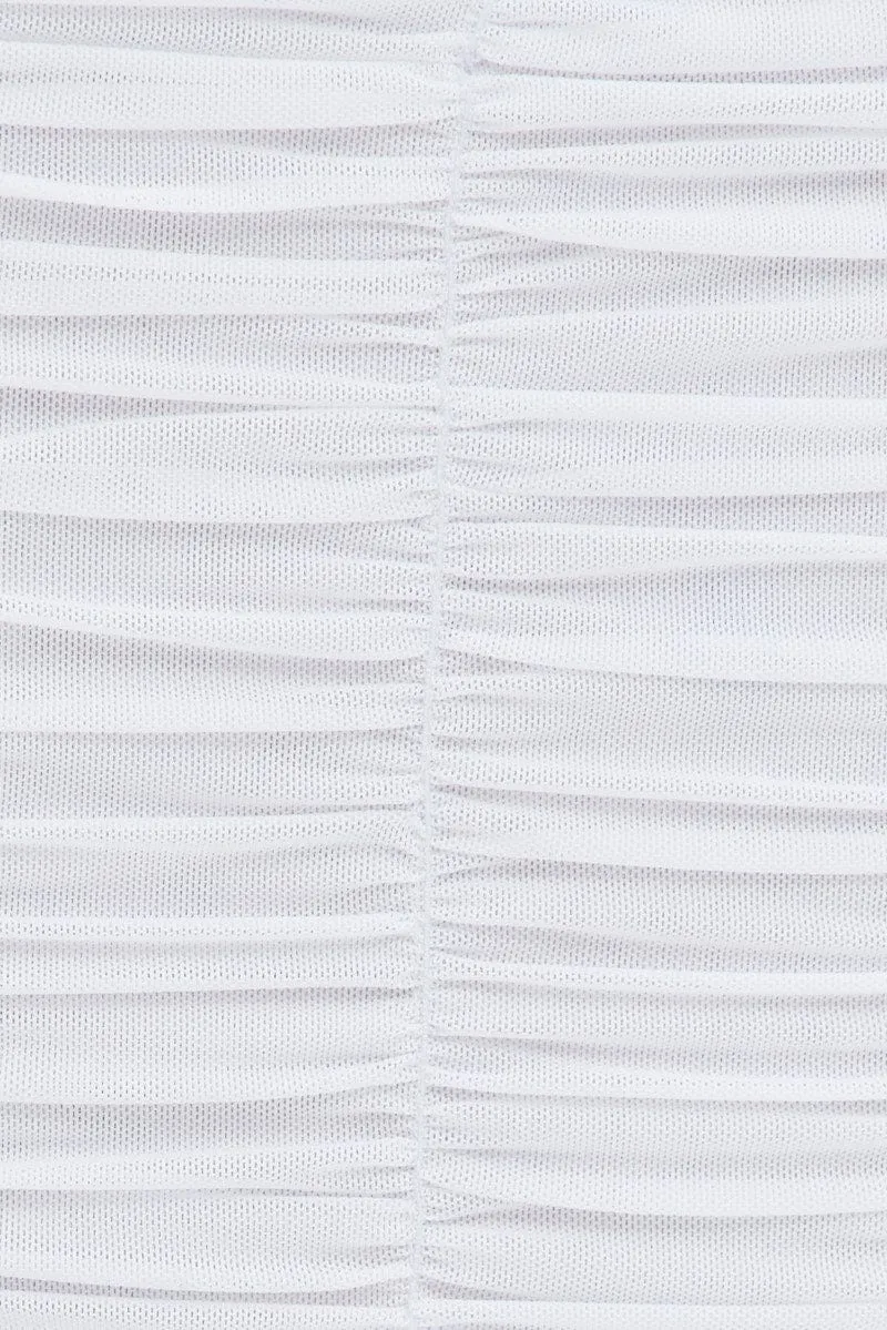 White Lace Up Top Sleeveless Mesh