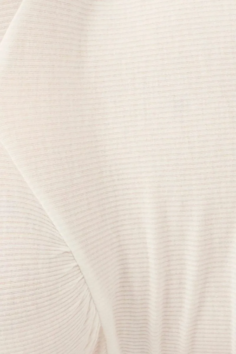 White Top Deep V Neck Puff Sleeve