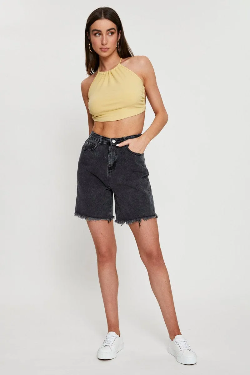 Yellow Halter Top Ribbed