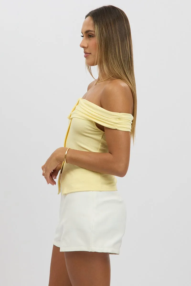 Yellow Off Shoulder Top Rib